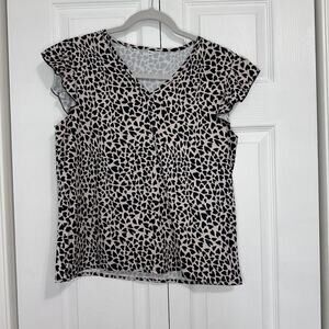 SHEIN Clasi Allover Heart Print Butterfly Sleeve Blouse Size M